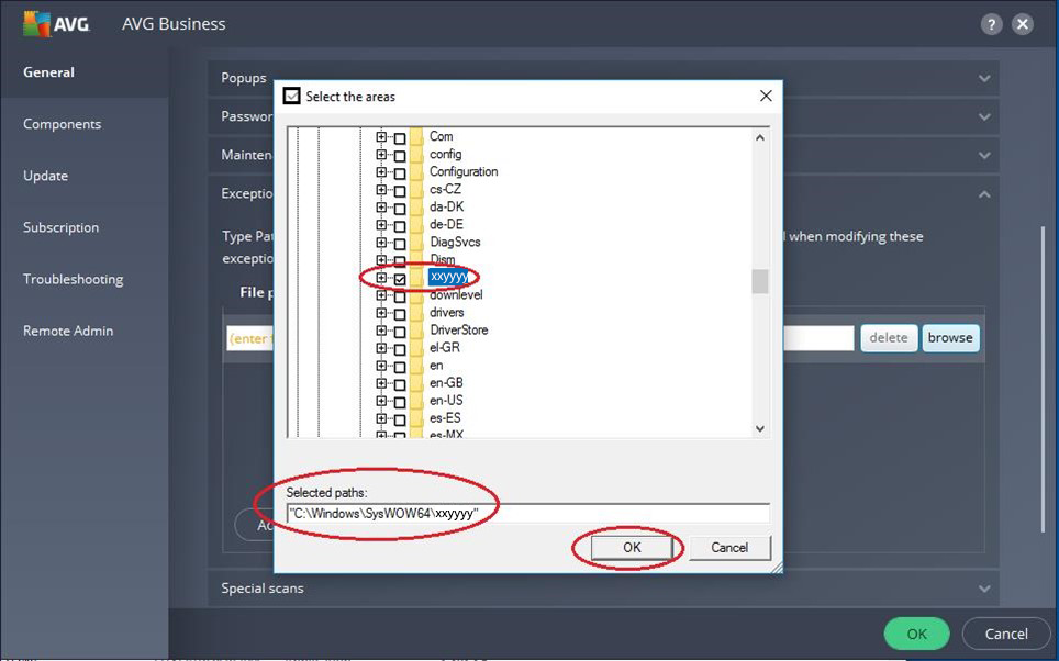 AVG-select-exception.png